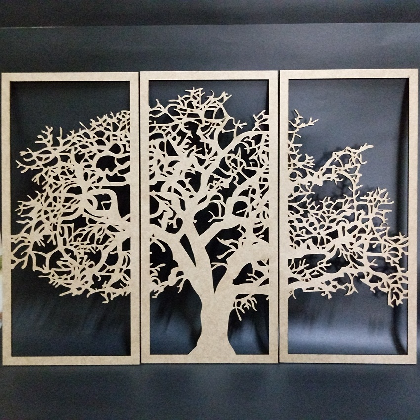 Quadro Decorativo Árvore Da Vida - Mdf Cru 45x21cm