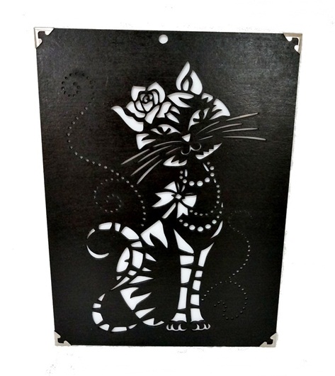 QUADRO GATO EM MDF REVESTIDO EM ACRÍLICO