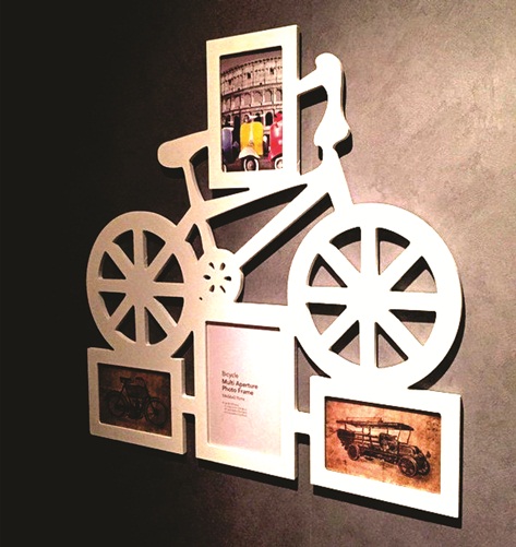 Quadro Bicicleta Porta Fotos Em Mdf Branco