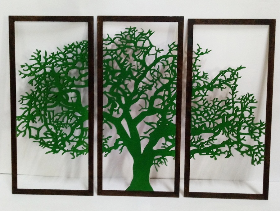 Quadro Árvore Da Vida Trio Mdf 40x21cm 
