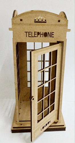 Cabine Telefônica Londres - Mdf Cru - Decoração