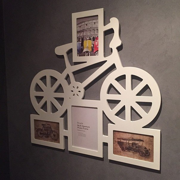 Quadro Bicicleta Porta Fotos Em Mdf Branco