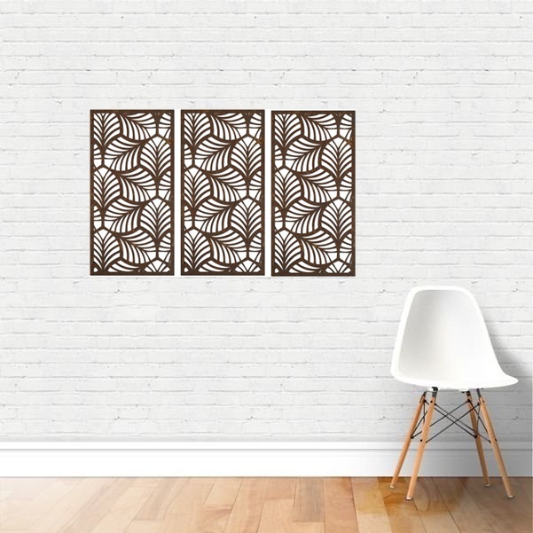 Trio Quadro Decorativo Em Mdf P79 - 45x21cm