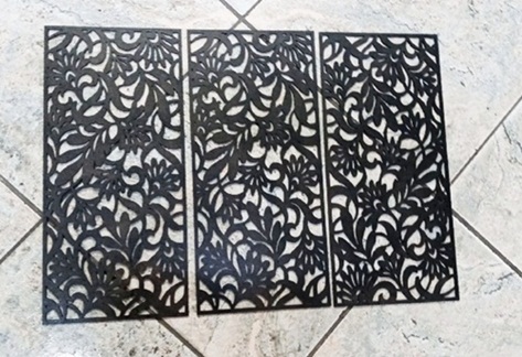 Trio Quadro De Parede Em Mdf Preto Vazado