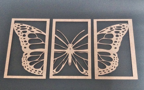 Quadro Vazado Borboleta Em Mdf Cru