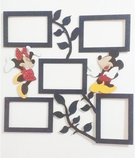 Quadro Porta Fotos Em Mdf Minnie e Mickey